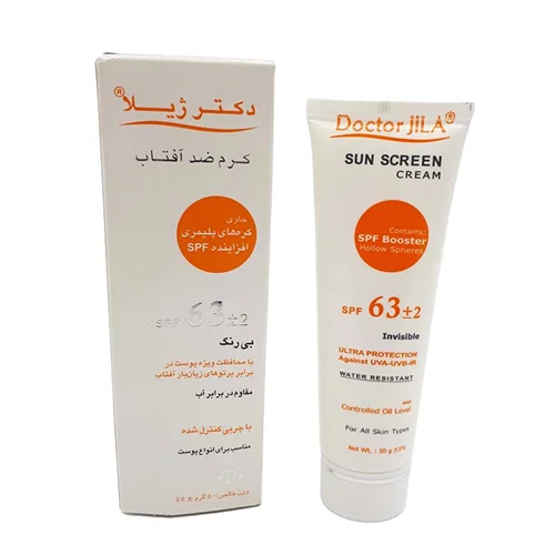 کرم ضد آفتاب دکتر ژیلا SPF63 بی رنگ 50 میل